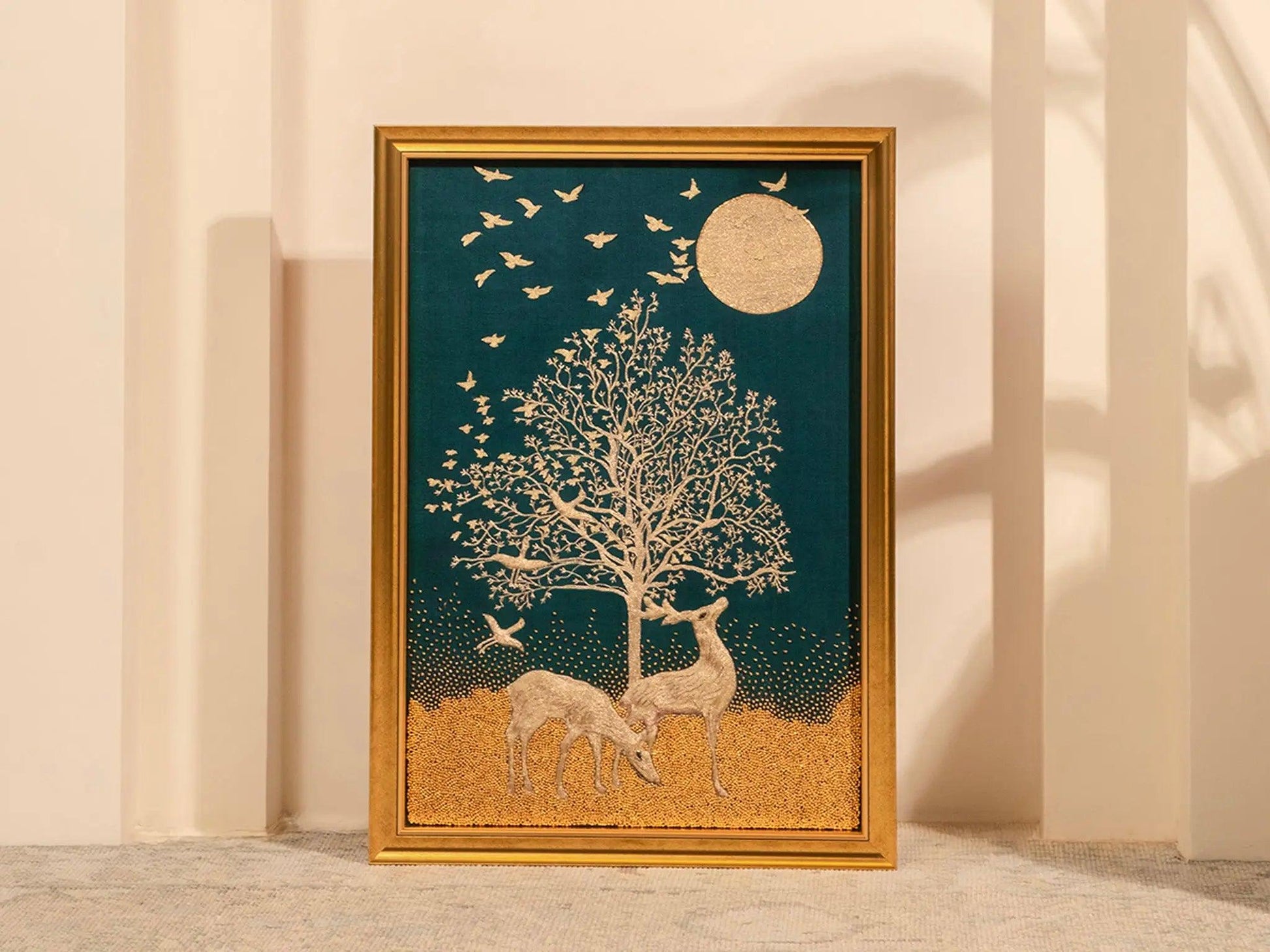 Golden Tree of Life with Deer Embroidery - My Store