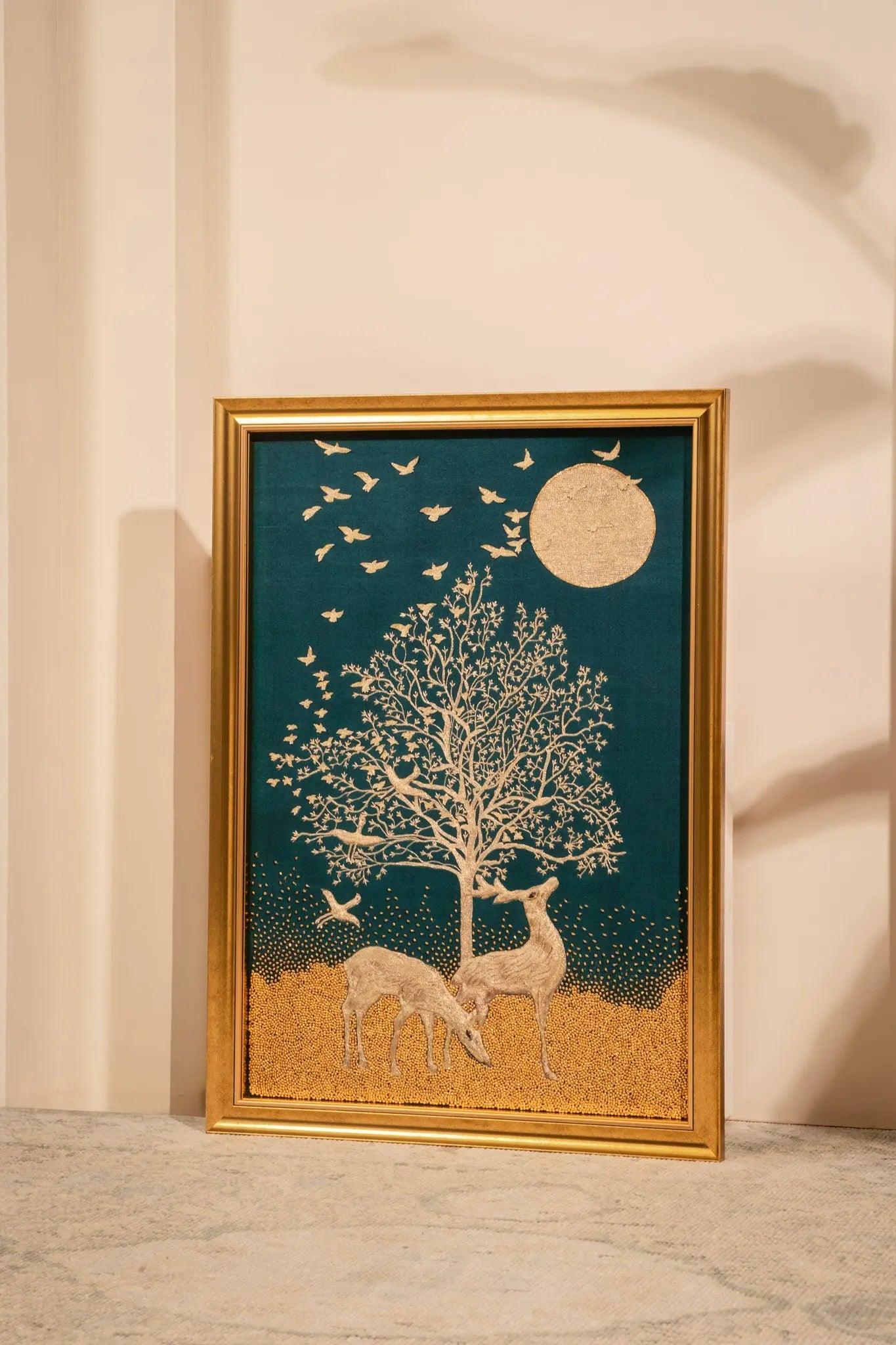 Golden Tree of Life with Deer Embroidery - My Store
