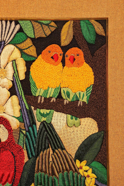 Colorful Macaw & Tropical Birds Embroidered Art - My Store