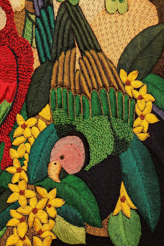 Colorful Macaw & Tropical Birds Embroidered Art - My Store