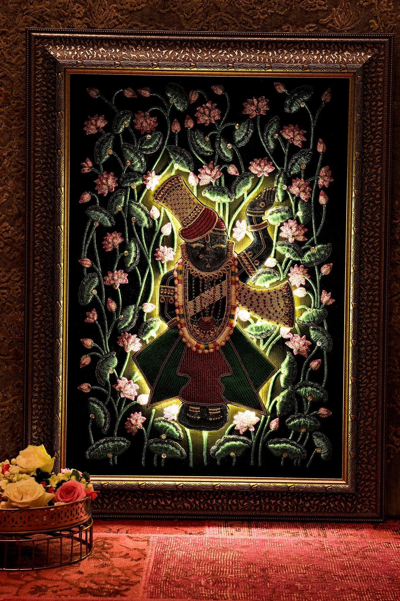 Shrinathji Embroidered Wall Art with Backlight - My Store