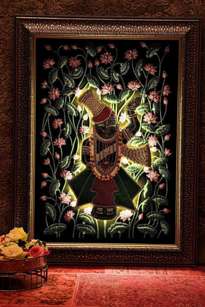Shrinathji Embroidered Wall Art with Backlight - My Store