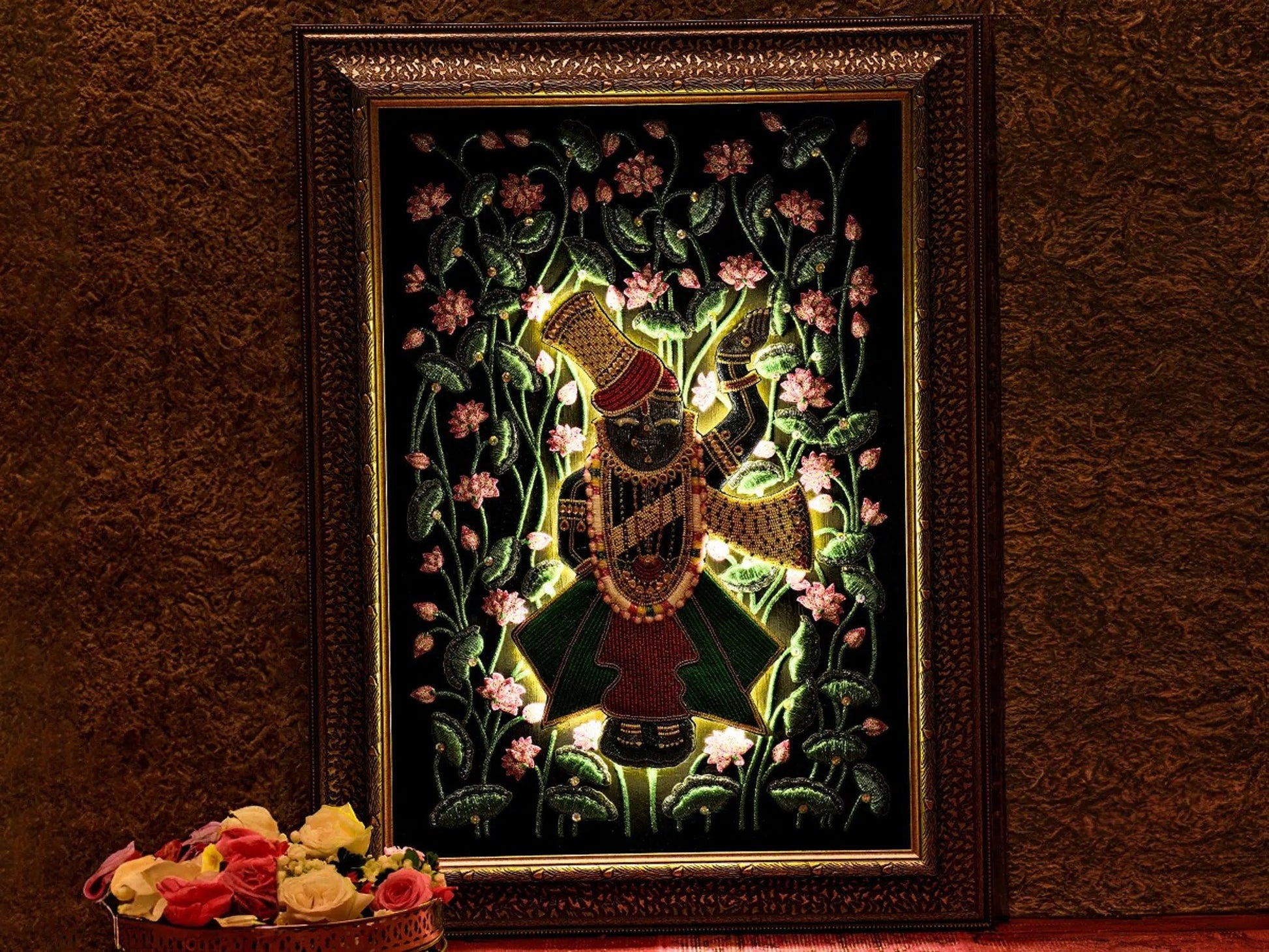 Shrinathji Embroidered Wall Art with Backlight - My Store