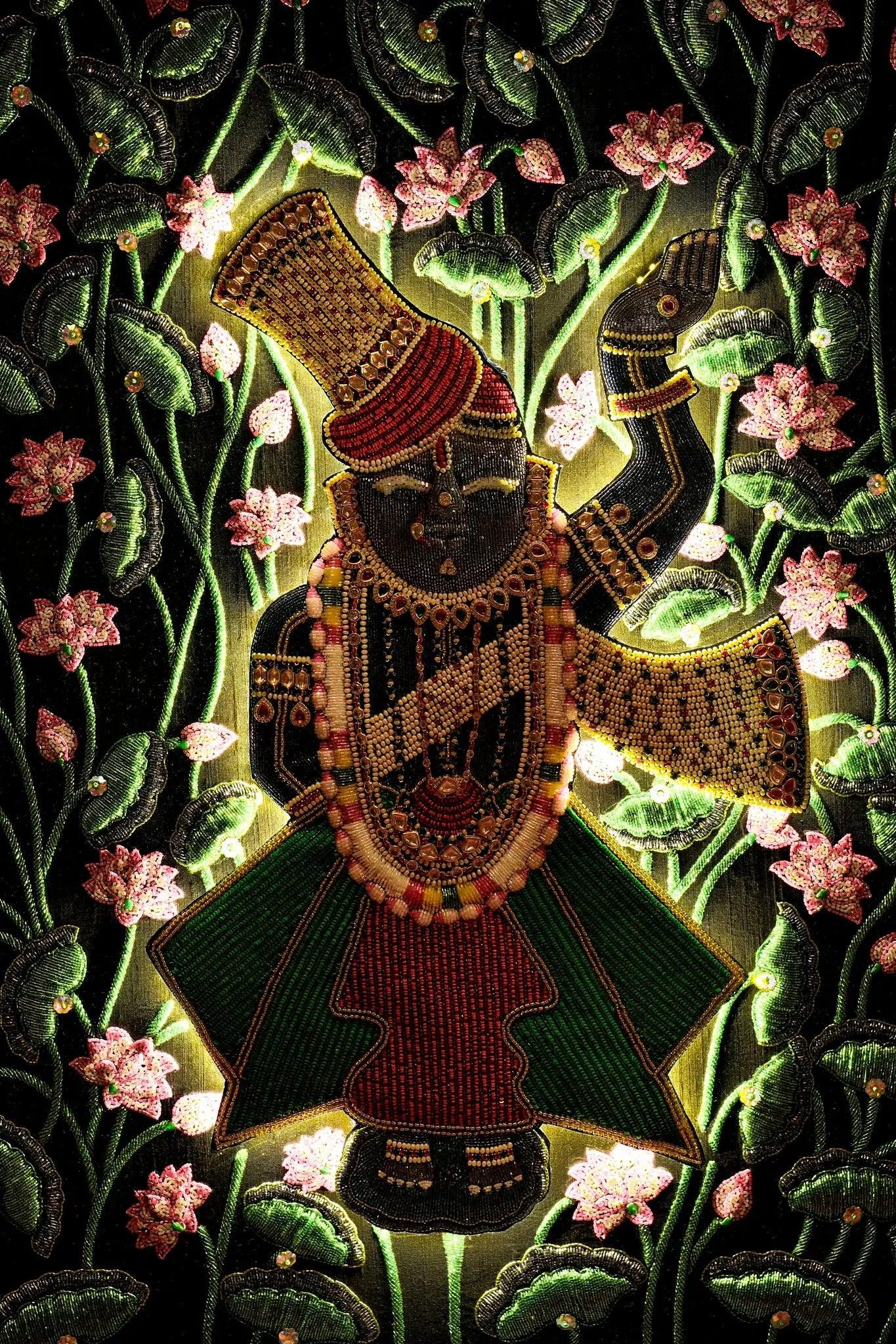 Shrinathji Embroidered Wall Art with Backlight - My Store
