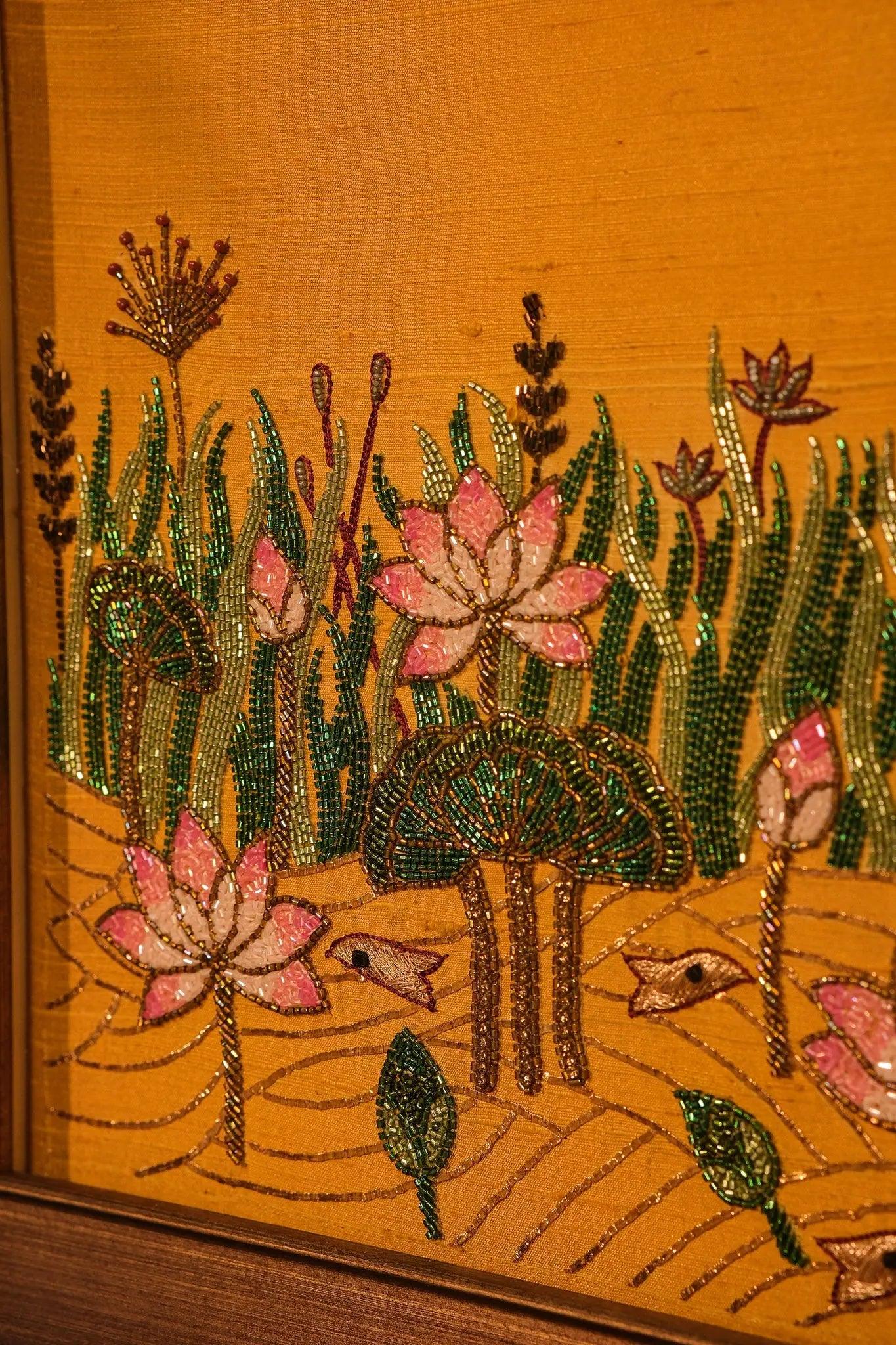 Sacred Cow and Calf Embroidered Art with Jewels - My Store